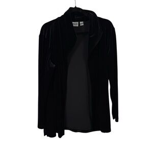 Chicos Black Velvet Open Front Cardigan Witchy Whimsigoth Fairy Womens 3 US XL